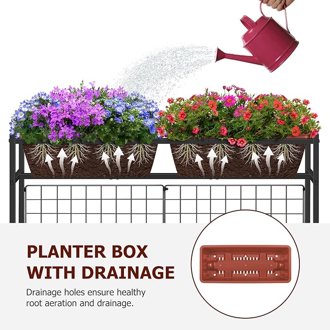Raised Garden Beds with Legs, Elevated Planter Box Outdoor for Vegetables, Flowers, Herbs, Indoor Standing Garden Bed with Drainage Holes for Backyard Patio Gardening, Red OYEAL