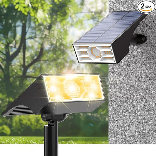 Solar Spot Lights Outdoor,2 Pack/56 LED Outdoor Lights for Yard Waterproof IP68, 4 Lighting Modes Solar Landscape Spotlights, Auto On/Off Solar Powered Flood Lights Garden Pathway,Warm White Katipeal