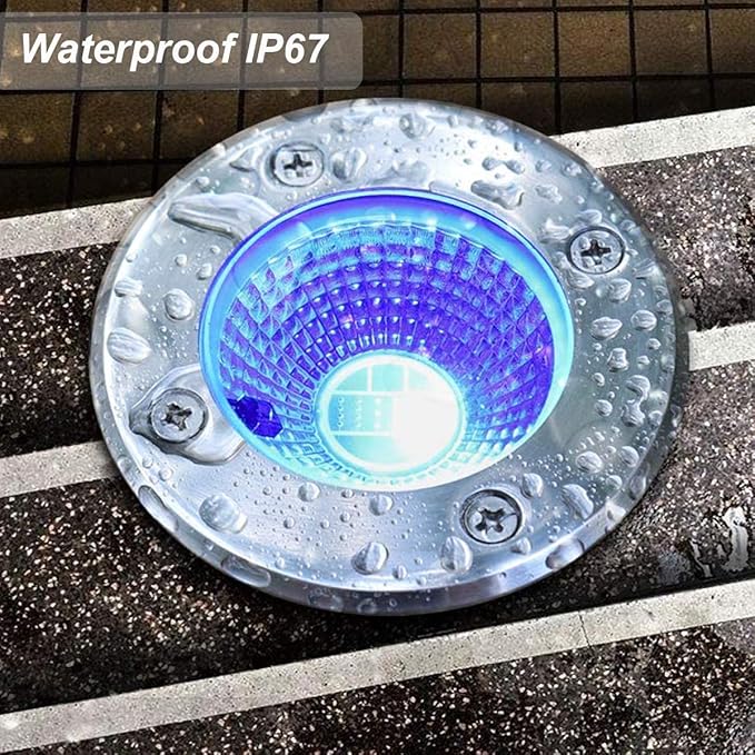 4 Pack 3w 12v Low Voltage In-ground Lights LED Landscape Light Waterproof IP67 Pathway Lights Outdoor spotlights Trees Flags for Garden,Yard,Tree (RGB) ALEDECO
