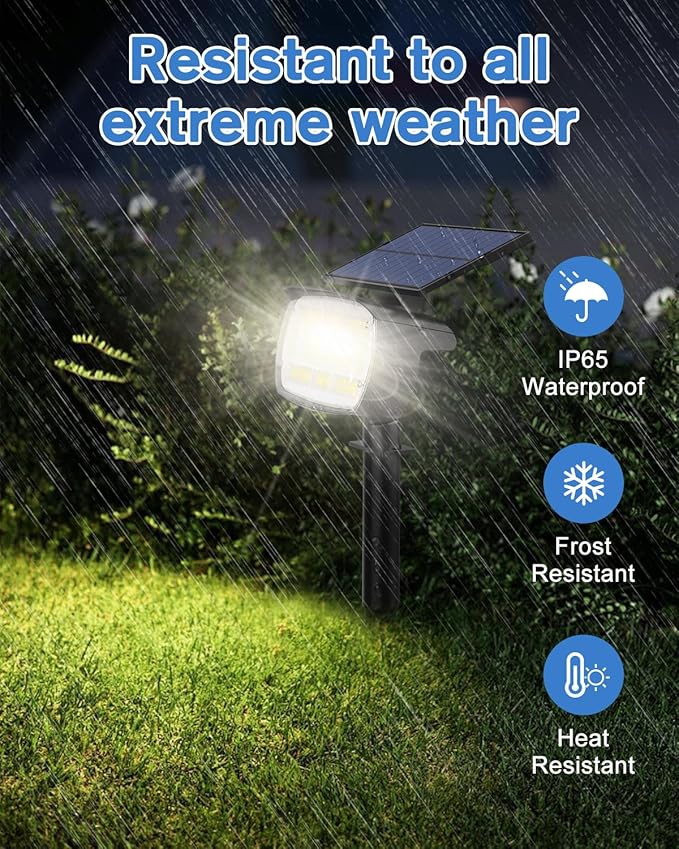 Fabrito Large Solar Spot Lights Outdoor 2 Pack, 1000 Lumens High Brightness, IP65 Waterproof Solar Spotlight with 136 LEDs, Dusk to Dawn Solar Landscape Lights for Yard, Garden, Pathway, Plants(White) Fabrito