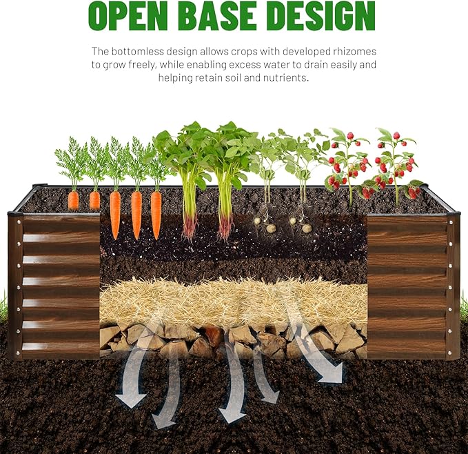 SnugNiture Galvanized Raised Garden Bed 8x4x2FT Outdoor Large Metal Planter Box Steel Kit for Planting Vegetables, Flowers snugniture