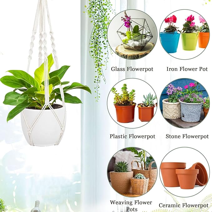 Augshy 27inch Macrame Plant Hanger, 2 Packs Plant Hangers with Hooks, Hanging Planter for Indoor Plants Decorative Macrame Pot Hanger for Home Decor Augshy