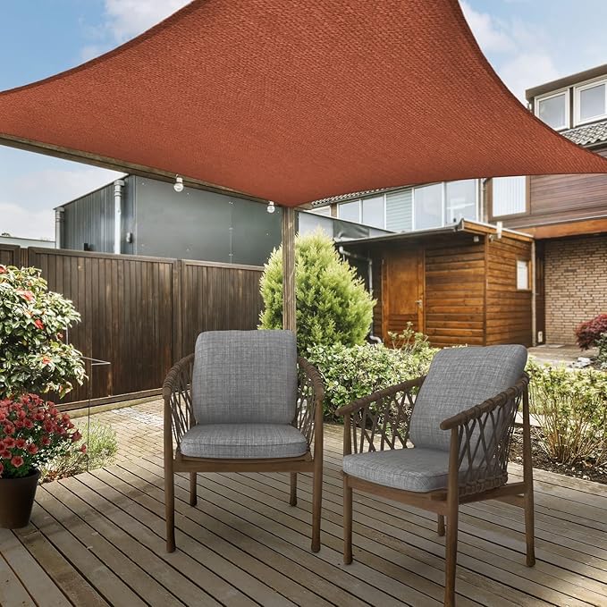 AsterOutdoor Sun Shade Sail Rectangle 12' x 12' UV Block Canopy for Patio Backyard Lawn Garden Outdoor Activities, Terra AsterOutdoor