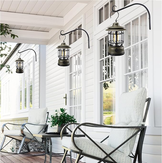 11 inch Plant Hanger, Sturdy Hanging Plant Bracket Outdoor, Hanging Plant Wall Hook Heavy Duty, for Hanging Bird Feeders, Planters, Lanterns, Wind Chimes, Indoor/Outdoor Use, Black, Set of 2 YELOKIE