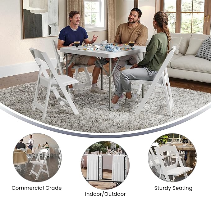 Flash Furniture Hercules Series Folding Chairs for Weddings and Formal Events, Stackable Commercial Event Seats with 1,000-lb. Static Weight Capacity, Set of 2, White FlashFurniture