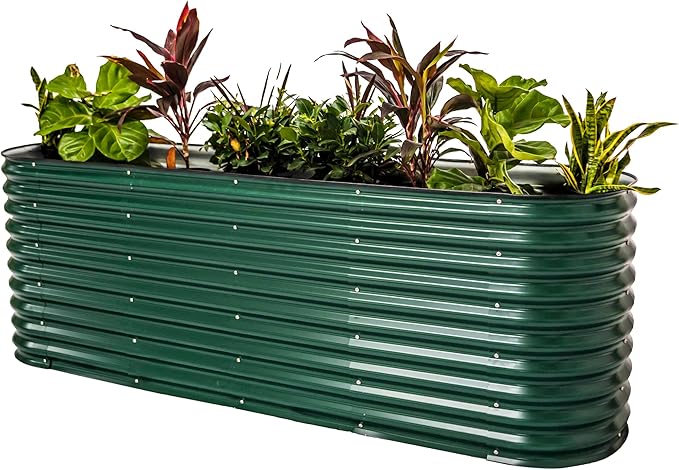 32" Extra Tall Raised Garden Bed Kits, 2 x 8 x 2.7ft Raised Planter Box Outdoor, 3.5 x 6.5 x 2.7ft Deep Root 9 in 1 Modular Metal Raised Beds for Gardening Vegetables Flowers Fruits - British Green VegoGarden