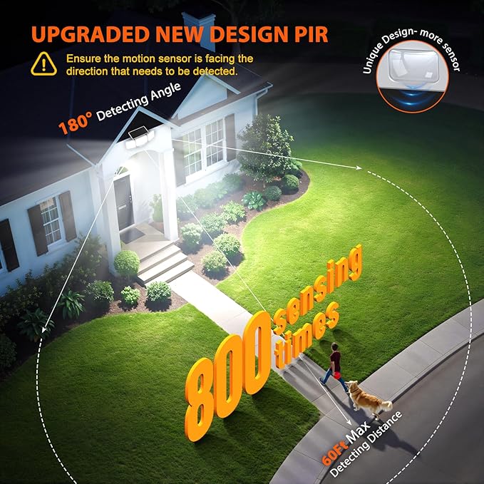 WdtPro Solar Lights Outdoor Motion Sensor, 3500LM Bright Solar Flood Lights Outdoor, Adjustable & Upgrade Glass Panel, Wireless LED Solar Powered Security Spot Lights Waterproof for Yard-2Pack, White WdtPro