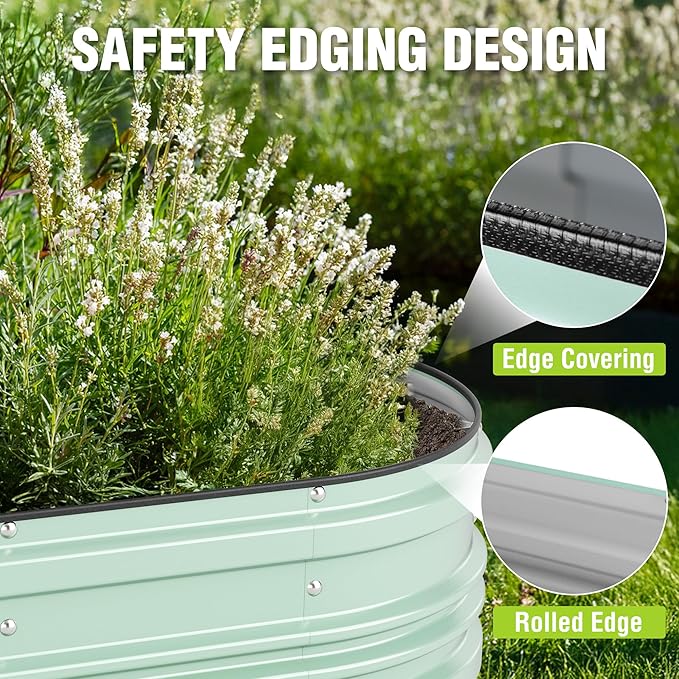 WORKPRO 2PK 4x2x1ft Galvanized Raised Garden Bed Set, Rust & Corrosion Protection, Easy Assembly, Safe Edge, Ideal for Vegetables & Flowers, Light Green WORKPRO
