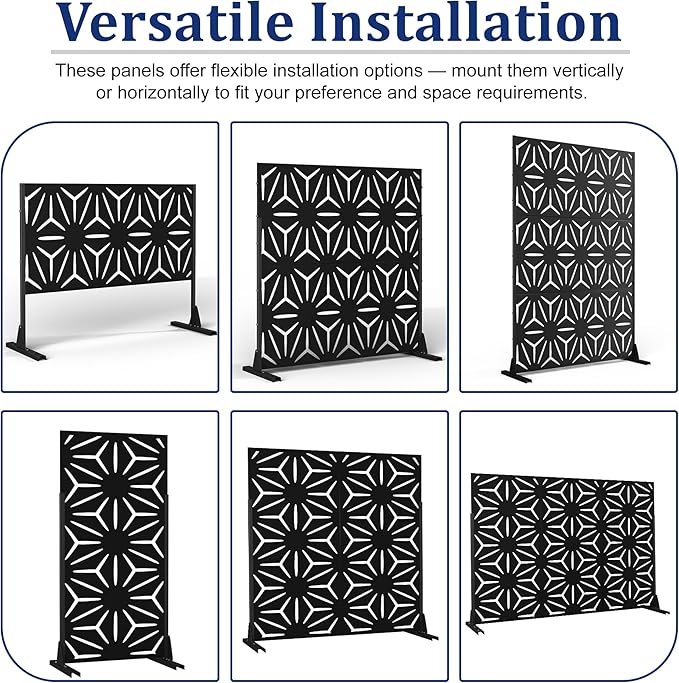 Outdoor Privacy Screen,72" H×47" W Metal Privacy Screen, Freestanding Privacy Fence Panels for Patio FENCY