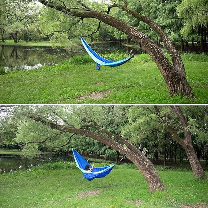 Camping Hammock, Super Lightweight Portable Parachute Hammock with Two Tree Straps Single or Double Nylon Travel Tree Hammocks for Camping Backpacking Hiking AnorTrek