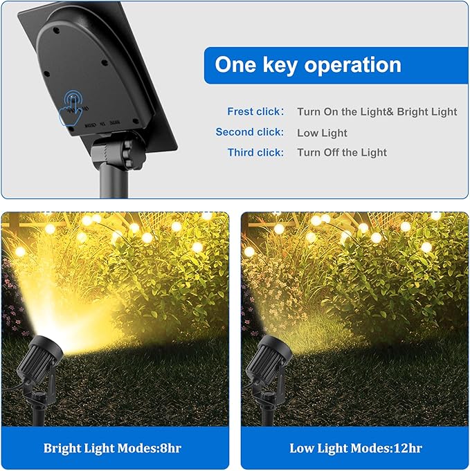 Solar Spot Lights Outdoor, Dusk to Dawn Landscape Spotlights IP65 Waterproof 9.8ft Cable,Solar Uplights for Tree Garden Yard Driveway Porch Walkway Pool (6-in-1, 3000K Warm White) CREPOW
