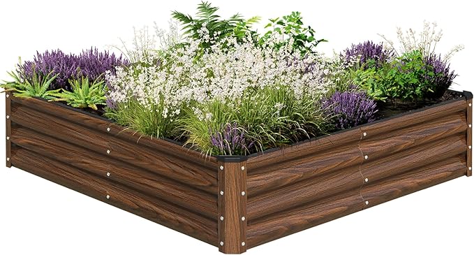 SnugNiture Galvanized Raised Garden Bed 4x4x1FT Outdoor Large Metal Planter Box Steel Kit for Planting Vegetables, Flowers snugniture