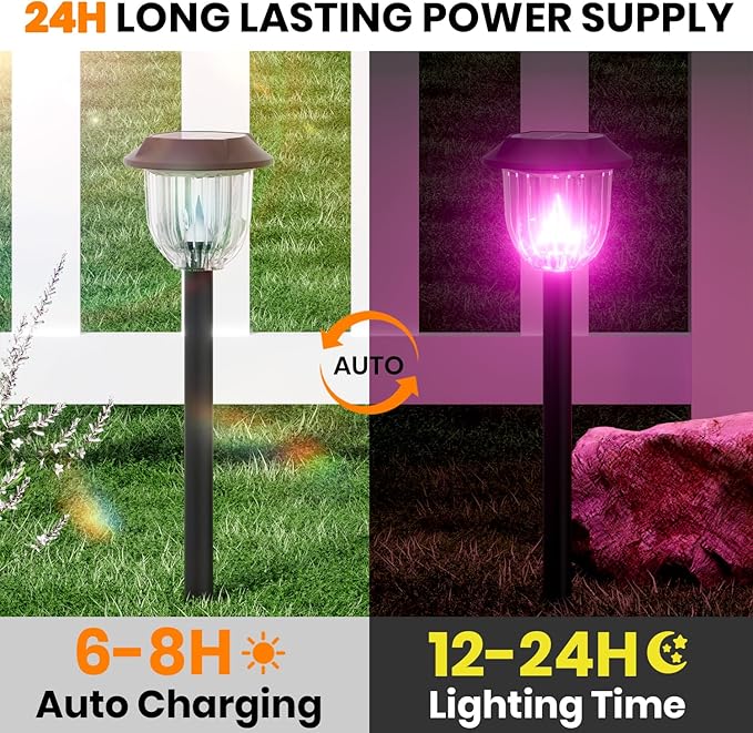 AOSEA 4 Pack Christmas Solar Pathway Lights Outdoor Waterproof - RGB Flash Mode Only Solar Lights for Outside, IP65 Rated, 12H Bright Landscape Lighting, Durable Plastic - Perfect for Garden & Walkway AOSEA