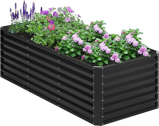 6x2x2FT Galvanized Raised Garden Bed,Planter Raised Beds-Metal Garden Box,Large Plant for Outdoor Planting, Vegetables Bed，Flower,herb-Black Home