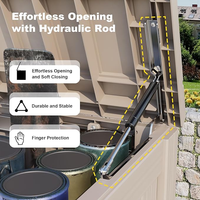 180 Gallon Outdoor Storage Box, Large Resin Deck Box for Patio Furniture Cushion Garden Tools, Waterproof and Lockable Design(Gray) Rootora