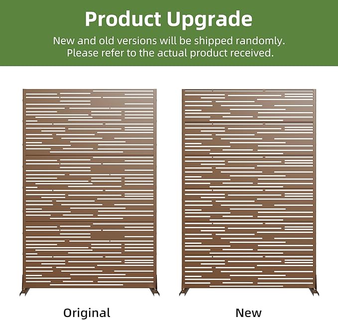 Casaphoria Metal Privacy Screen Outdoor, 72" H x 47" W Freestanding Decorative Privacy Screen for Patio Deck Balcony Garden with Stable Base, Brown-Shine Casaphoria