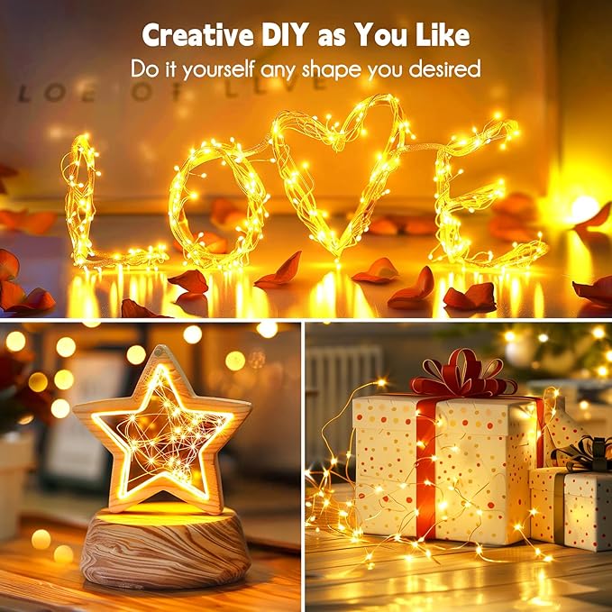 Fairy Lights Plug in, 99Feet 300LEDs Warm White String Lights, Waterproof Flexible Silver Wire Starry Lights for Bedroom Dorm Wedding Garland Wreath Wall Mason Jar Indoor Outdoor Christmas Tree Minetom