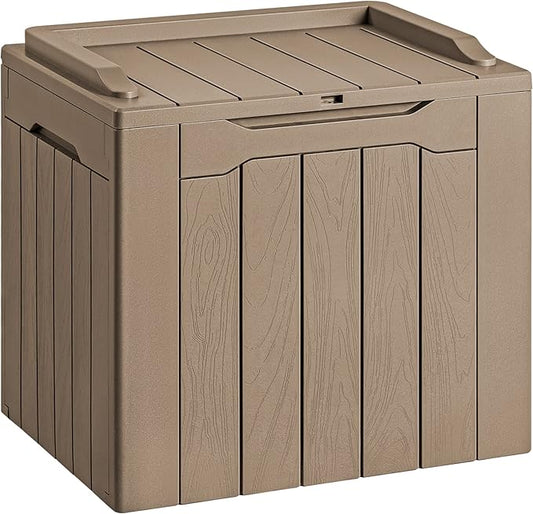 Devoko 30 Gallon Resin Deck Box Outdoor Indoor Waterproof Storage Box for Patio Furniture Pool Accessories Storage for Cushion Garden Tools (30 Gallon, Light Brown) DEVOKO