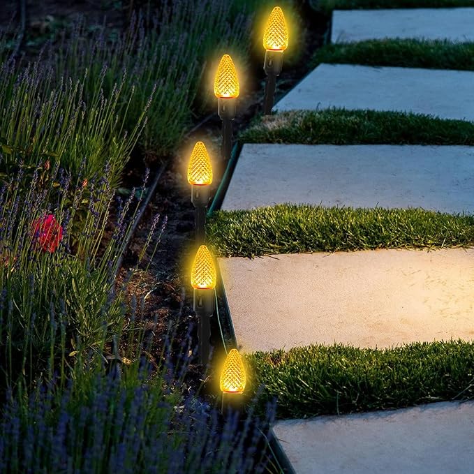 60 Pcs 5 Inch Christmas Light Stakes Universal Yard Lawn Holiday Light Stakes for C7 C9 String Lights Holders on Yards, Pathways (Green) Rootora