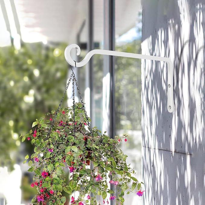 BOLITE Plant Hangers, 10 Inch Hanging Plant Brackets Outdoor Indoor, Wall Hooks for Hummingbird Feeders, Bird Feeders, Planters, Lanterns, Wind Chimes, Home Decor, 2 Pack, White, Gifts for Women Men Bolite