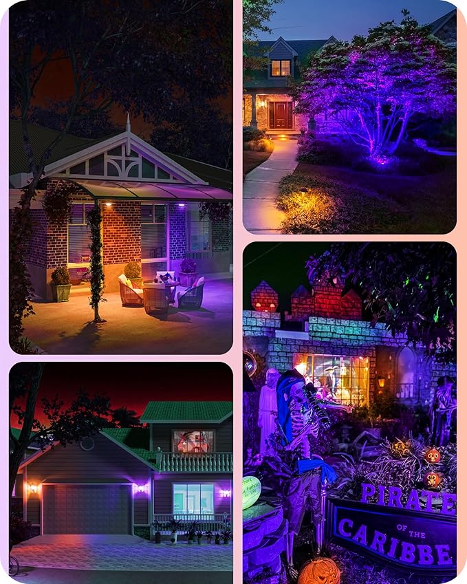 EDISHINE PAR38 Purple & Orange LED Flood Light Bulbs Outdoor, Dimmable LED Light Bulb, 18W(120W Equivalent), Outdoor Weatherproof Light Bulb for Party, E26 Base, 2 Pack EDISHINE