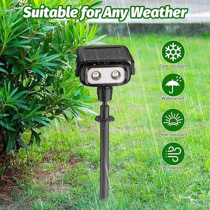 Nreonrick Solar Spot Lights 360° Adjustable Solar Lights Outdoor IP65 Waterproof with 2-in-1 Solar Powered Spotlights for Landscape Lighting for Garden, Yard, Pathway (Cool White, 2 Pack) Nreonrick
