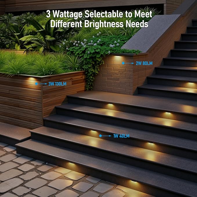 LEONLITE 8-Pack 4 Inch LED Hardscape Lighting, Update Retaining Wall Lights, LED Landscape Lighting, 12-24V AC/DC Paver Light Low Voltage, 1W/2W/3W Dimmable Outdoor Step Lights, 2700K Soft White, ETL LEONLITE