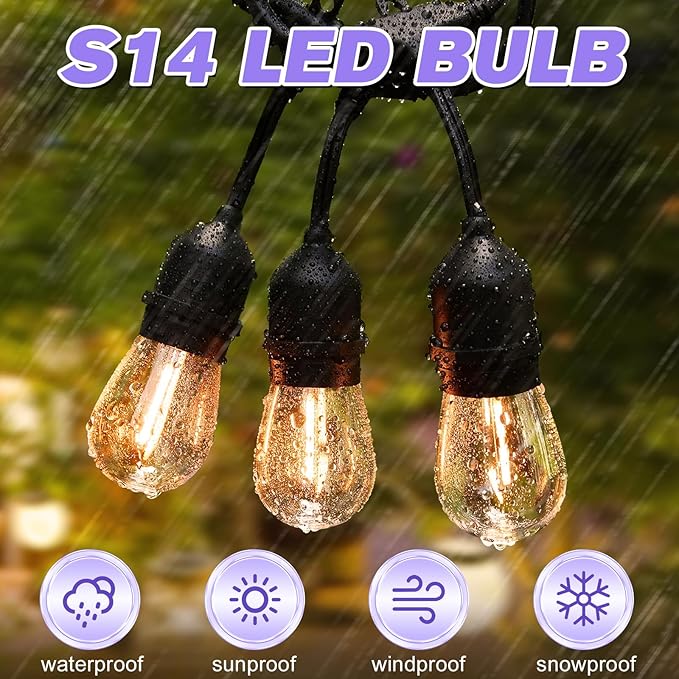 28 Pack S14 Bulbs for Outdoor String Lights, Shatterproof LED Replacement Bulbs for Patio String Lights Outdoor Waterproof, E26 Base, Soft White 2200K, Dimmable GvvooHome