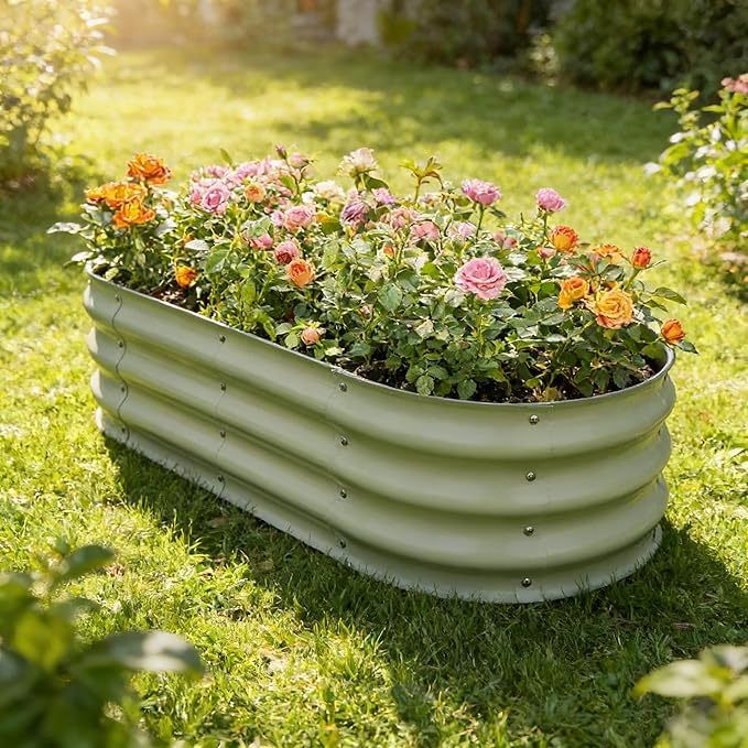 Gardmax 2 Pack Galvanized Raised Garden Bed, Lightweight Planter Boxes Outdoor with Easy Assembly, Large Garden Bed for Vegetables, Fruits, Flower ChooseGardmaxforbetterlife