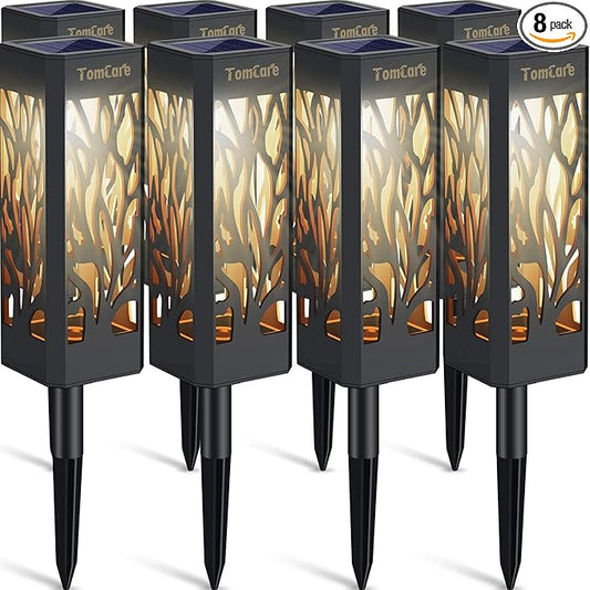 TomCare Solar Lights Outdoor Upgraded Bright Solar Pathway Lights Bigger Size Decorative Solar Waterproof Solar Powered Led Landscape Garden Lighting for Path Yard Walkway, 8 Pack TomCare