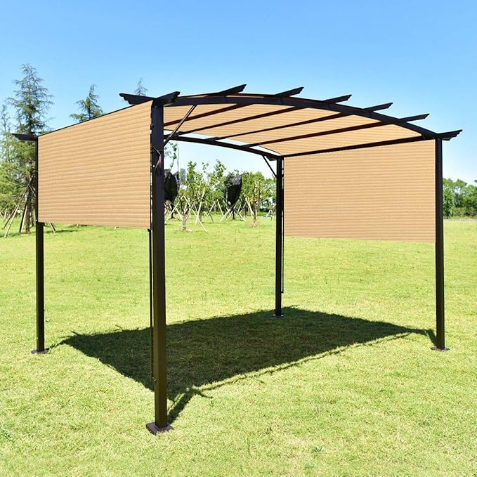 Eden's Decor Straight Flat-Edged Sun Shade Sail Rectangular 7' x 20' Beige UV-Blocking Outdoor Canopy Fabric Cloth Awning for Pergola Patio Garden Backyard Custom Size EdensDecorInc