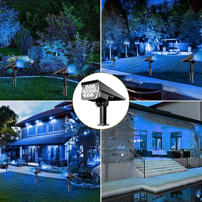 Solar Spot Lights Outdoor, Blue Solar Spotlights Landscape Lighting with IP65 Waterproof 20 LEDs Landscape Spotlight for Garden Path Yard Holiday Decoration 4 Pack CREPOW