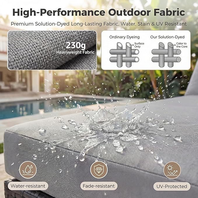 NICESOUL 13 Piece Outdoor Furniture with Fire Pit, Gray Wicker Patio Sectional with Fire Pit & Chaise Lounge, Modular 29.3" Highback Large Size Sectional Sofa for Outside Pool Backyard NICESOUL
