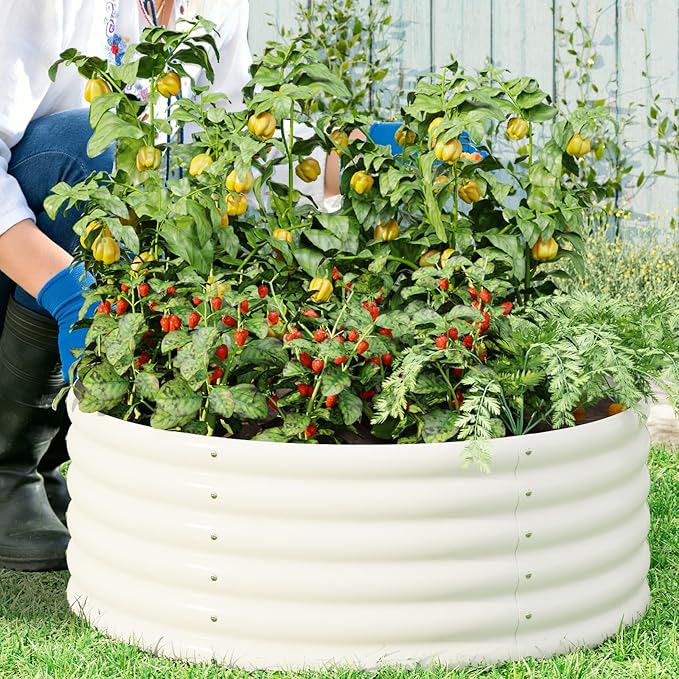 2-Pack 4x1.5ft Galvanized Raised Garden Bed, Outdoor Planter Bed, Metal Planter Box for Gardening and Planting,Milk White Besebay