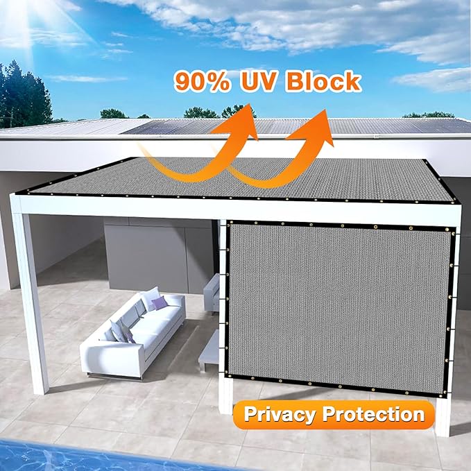 Artpuch Outdoor Pergola Shade Cover 23x24 FT Sun Shade Cloth with Grommets Light Grey 90% UV Protection Canopy Patio Privacy Screen (Customized Available) Artpuch