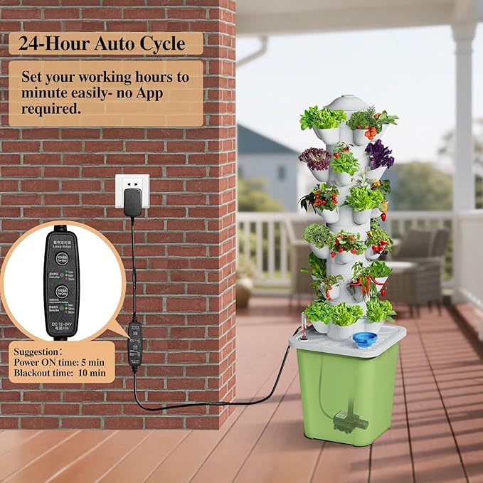 Hydroponics Growing System Kit, 30 Pots Vertical Garden Planter with Pump and Timer, Hydropoic Tower for Soilless Cultivation Herbs Fruits Vegetables, Plant Gift for Gardening Lover(No Seed) Rootora