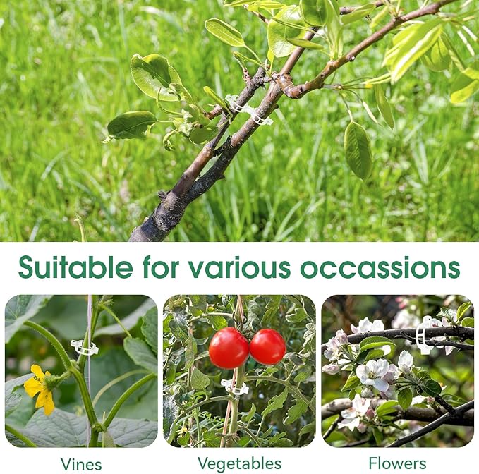 150 Pcs Plant Clips for Climbing Plants, Tomato Clips for Support, Plastic Garden Clips for Plants Grape Vine Vegetables Make Plant Grow Upright PEASUG