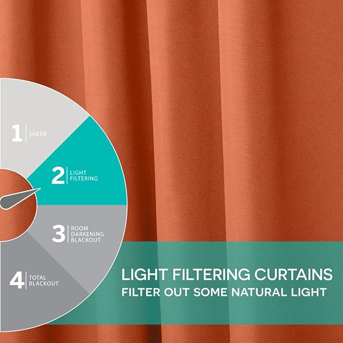 Exclusive Home Cabana Solid Indoor/Outdoor Light Filtering Hook-and-Loop Tab Top Curtain Panel Pair, 54"x84", Mecca Orange Exclusive+Home