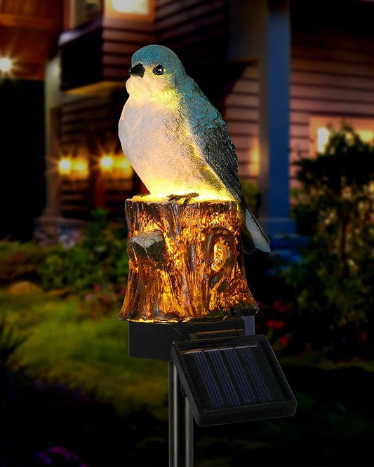iStatue Bird Solar Decorative Garden Stake Lighting, Waterproof Cute Animal Outdoor Figurine Lights Ornament Statue Decor for Pathway, Patio, Lawn Housewarming Gifts (Bird) iStatue