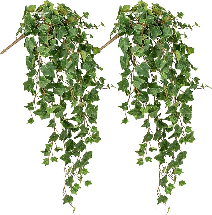 Hollyone 2pcs Artificial Hanging Plants 35.4" Fake Ivy Vine Faux Ivy Leaves Fire and UV Resistant Hanging Plant Wall Greenery for House Room Patio Indoor Outdoor Home Shelf Office Wedding Decor Hollyone