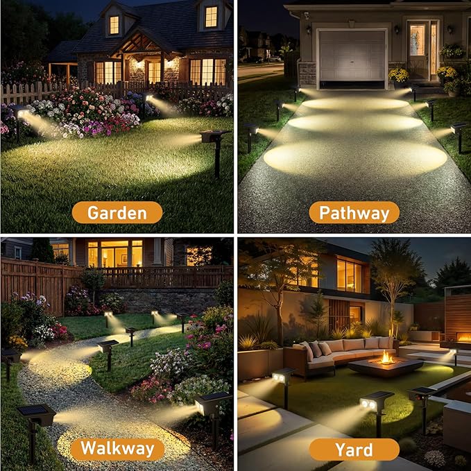 btfarm Solar Spot Lights Outdoor Waterproof, 8 Pack/3 Modes Motion Sensor Lights, Solar Powered Spotlights 2-in-1 Auto On/Off for Outside Pathway Yard Garden Landscape Lighting, Warm White btfarmdecorativelighting