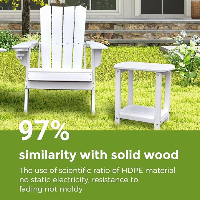 Adirondack Square Outdoor Side Table,2-Tier Storage Patio Side Table, HDPE End Tables for Backyard Pool Porch Garden Lawn GARDENSTAR