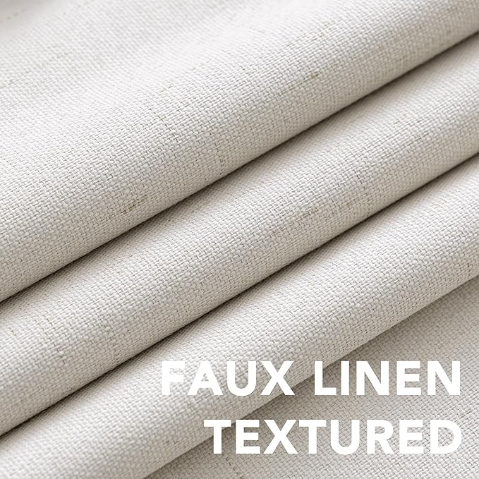 H.VERSAILTEX 100% Blackout Curtains Ivory, Linen Blackout Curtains 96 inch Curtains 2 Panel Set, Elegant Curtain for Bedroom Grommet Drapes Window Curtains Living Room Drapes HVERSAILTEX