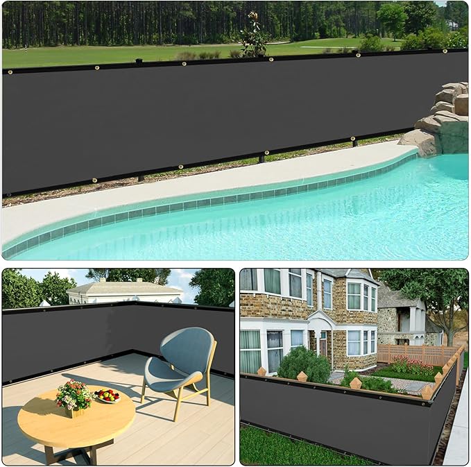 UPGRADE Privacy Fence Screen 5'x20' Dark Grey Outdoor 90% Visibility Blockage 170 GSM Mesh Shade Cover Panels for Backyard,Balcony,Home Decoration with Zip Ties,Customized Avaliable UPGRADE