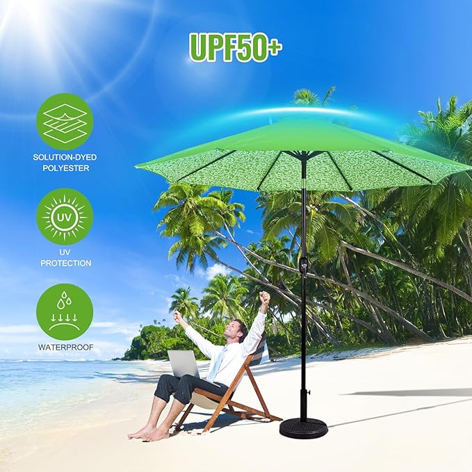 Backyard Expressions 9 ft. Patio Umbrella, Market Table Umbrella w/Tilt and Crank, 8 Ribs BackyardExpressions