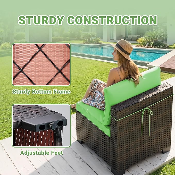 LEVELEVE 7 Pieces Outdoor Patio Furniture Sets,Rattan Conversation Sectional Set,Manual Weaving Wicker Patio Sofa with Tea Table Enjoyyourlife