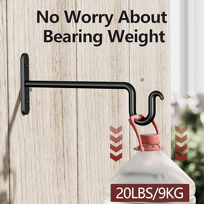 Hanging Plant Brackets 10 Inch - 2 Pack Plant Hanger for Hanging Plants, Plant Hook for Hanging Bird Feeders, Flower Baskets, Wind Chimes, Lanterns, Indoor or Outdoor. Rootora