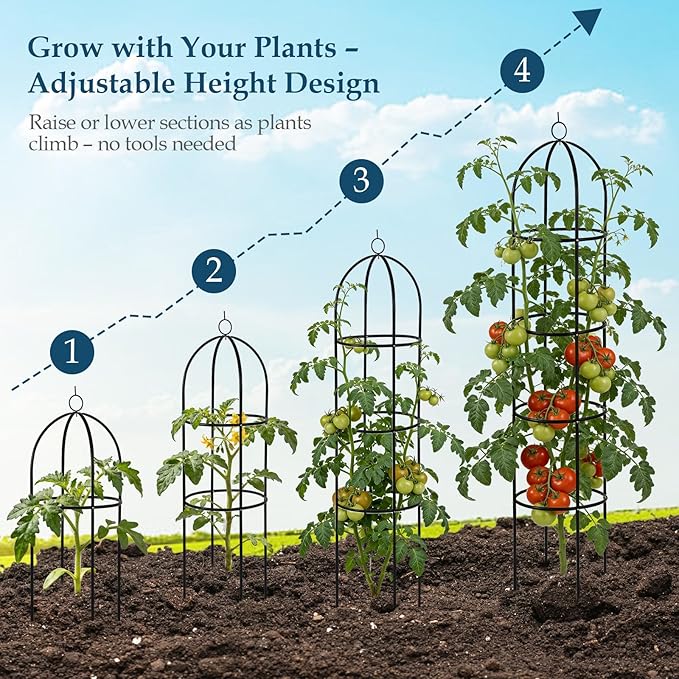 100% Metal Trellis for Climbing Plants Outdoor 6.6ft 1PK,Garden Obelisk Trellis for Potted Plants Indoor with Ties and Butterflies,Plant Support for Clematis Tomato Cucumber Ivy Rose DEVISEFUN