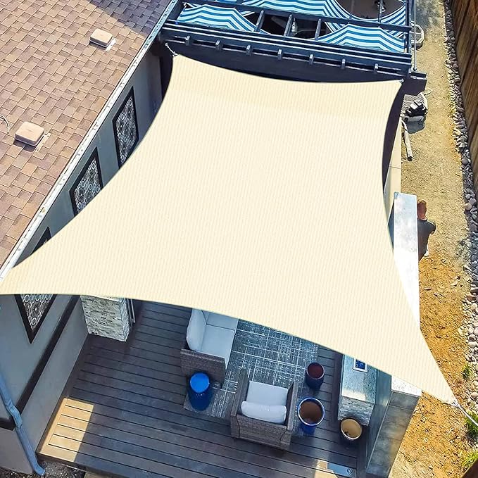 SUNLAX Custom Size 8' x 19' Beige Sun Shade Sail Canopy Commercial Rectangle Sail Shade Fabric for Patio Garden Backyard Pool (Customized) SUNLAX