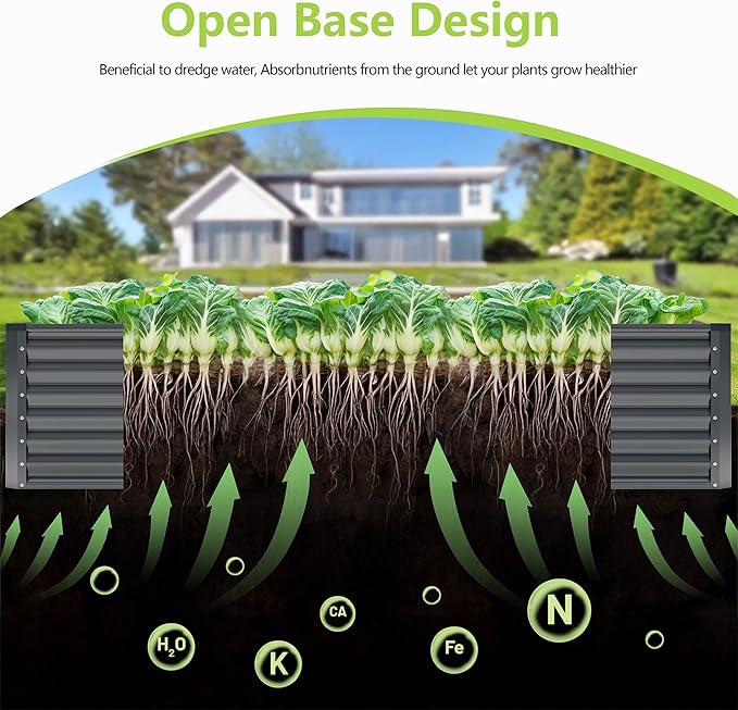 4x2x2FT Galvanized Raised Garden Bed,Galvanized Planter Boxes Outdoor, Large Metal Raised Garden Beds for Vegetables-Grey AyenGuard